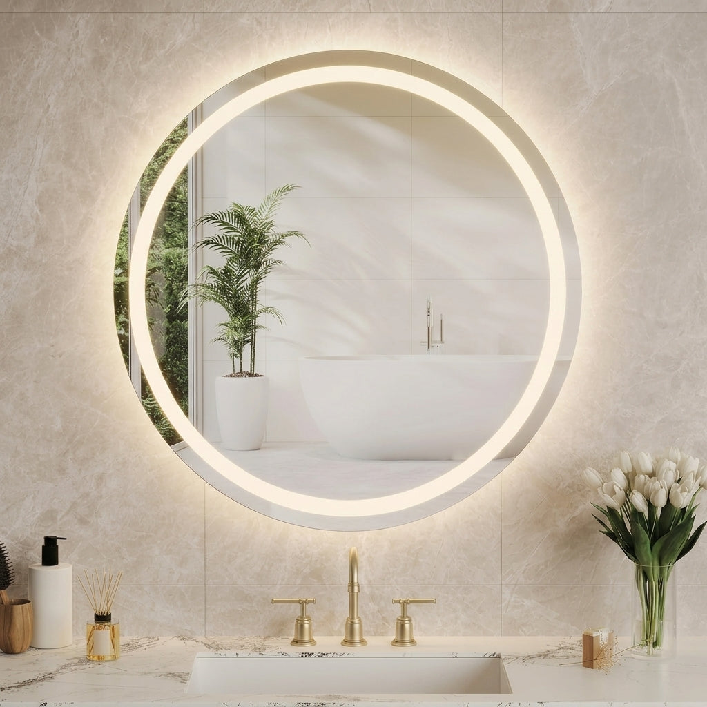 Miroir LED Rond Intelligent Anti‑Buée