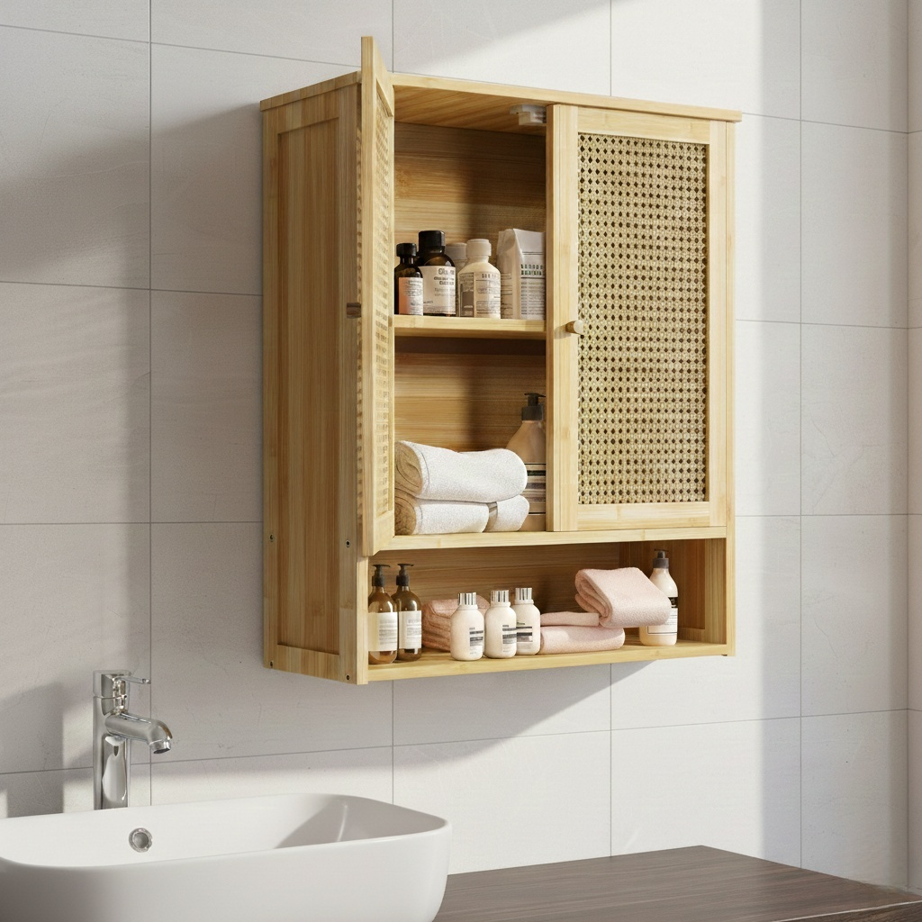 Armoire bambou salle de bain