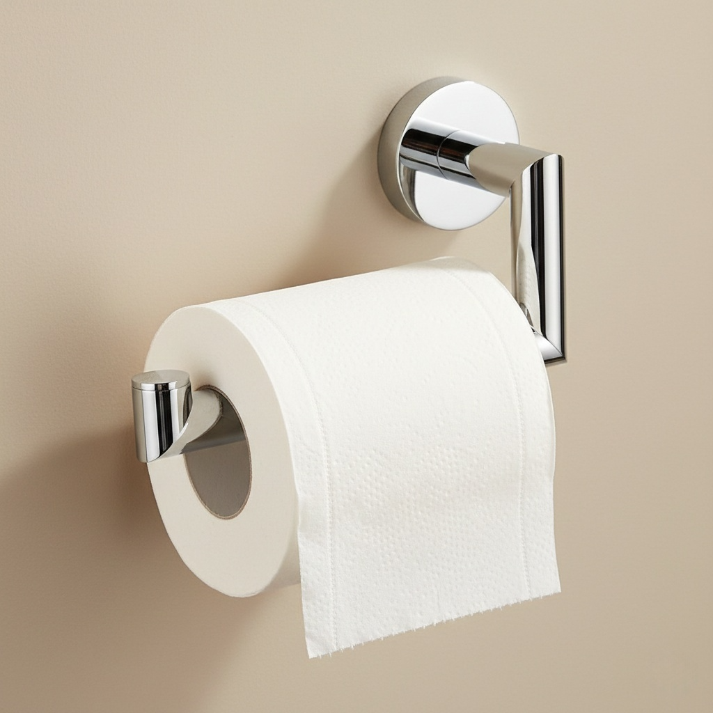 Porte-Papier Toilette Mural en Laiton Chromé