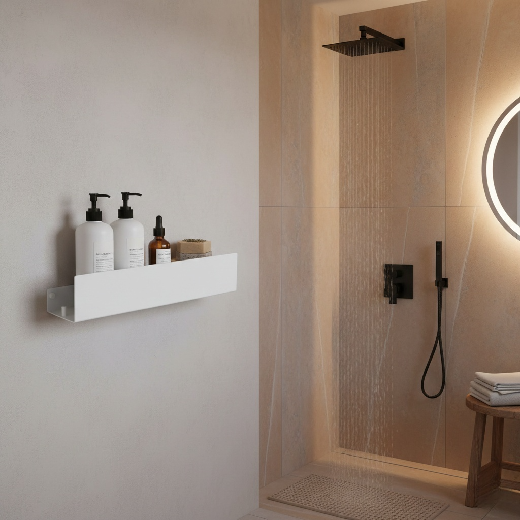 étagère métallique salle de bain