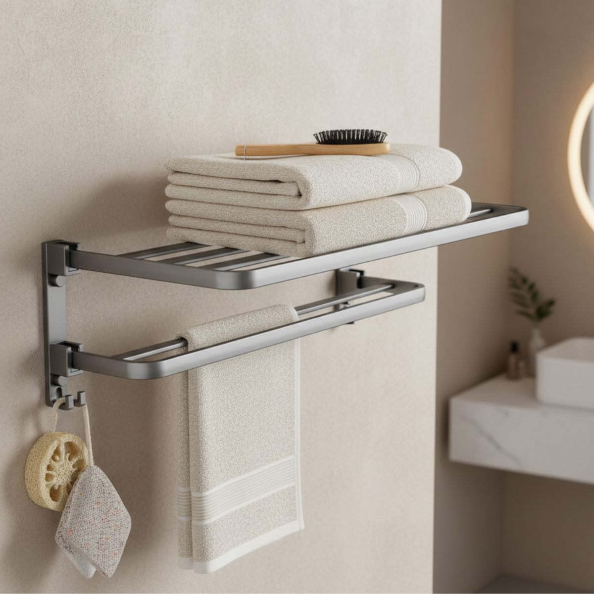 porte serviettes mural salle de bain 1