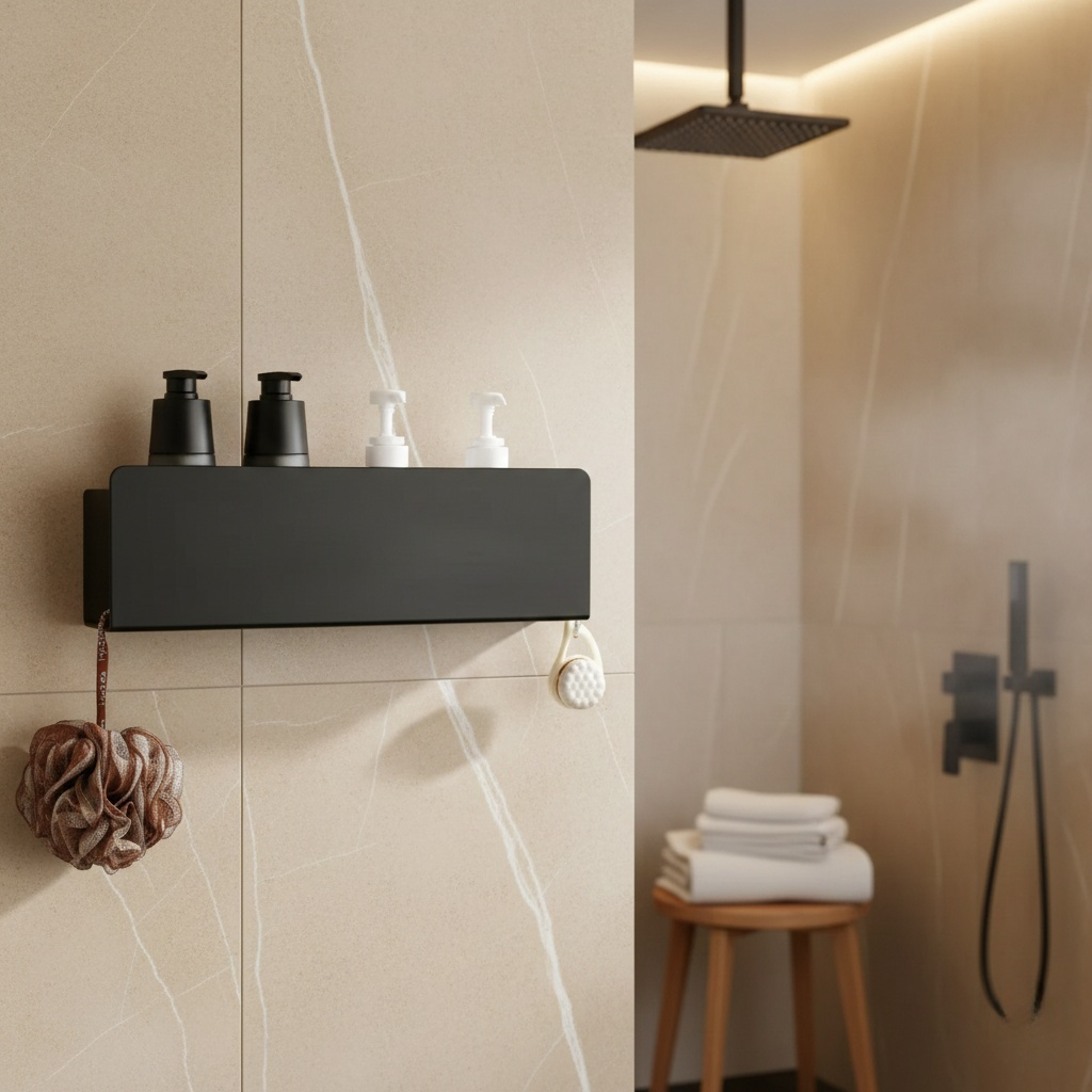 étagère métallique salle de bain