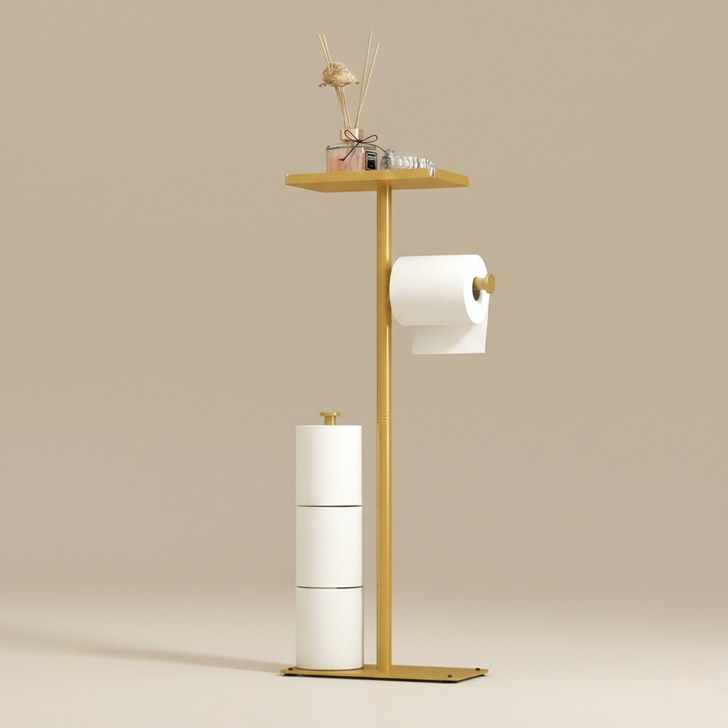 Porte-Papier Toilette sur Pied Doré