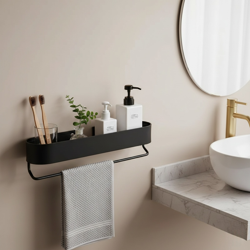 étagère de salle de bain avec porte-serviettes 2