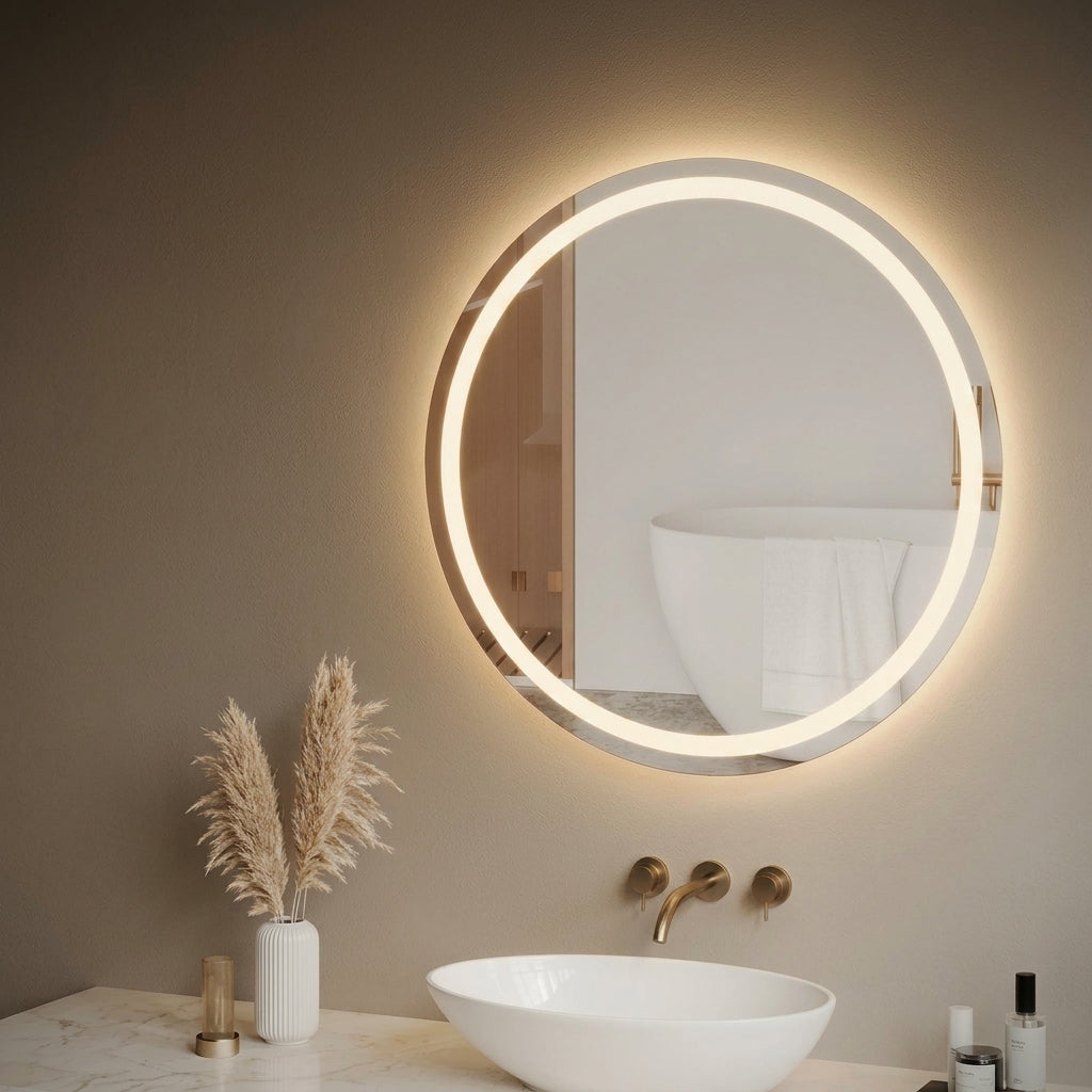 Miroir LED Rond Intelligent Anti‑Buée