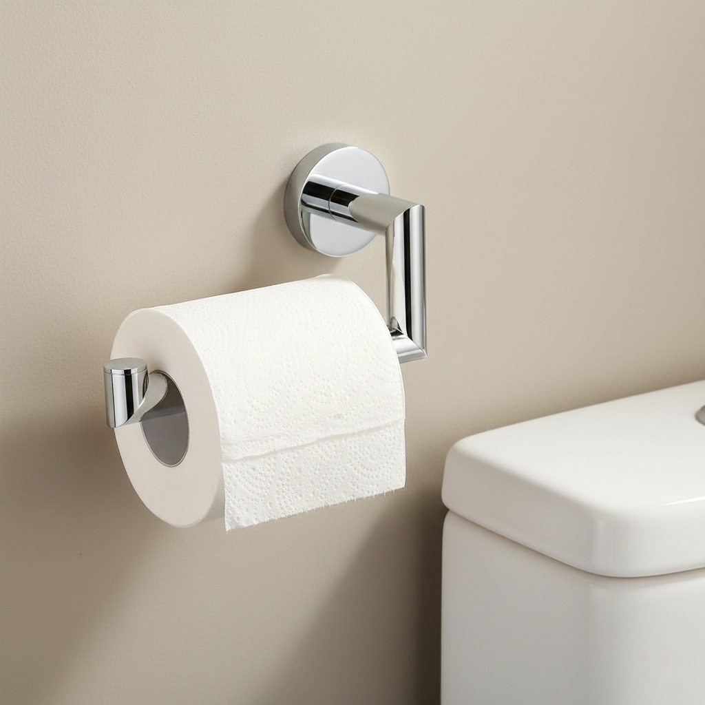 Porte-Papier Toilette Mural en Laiton Chromé