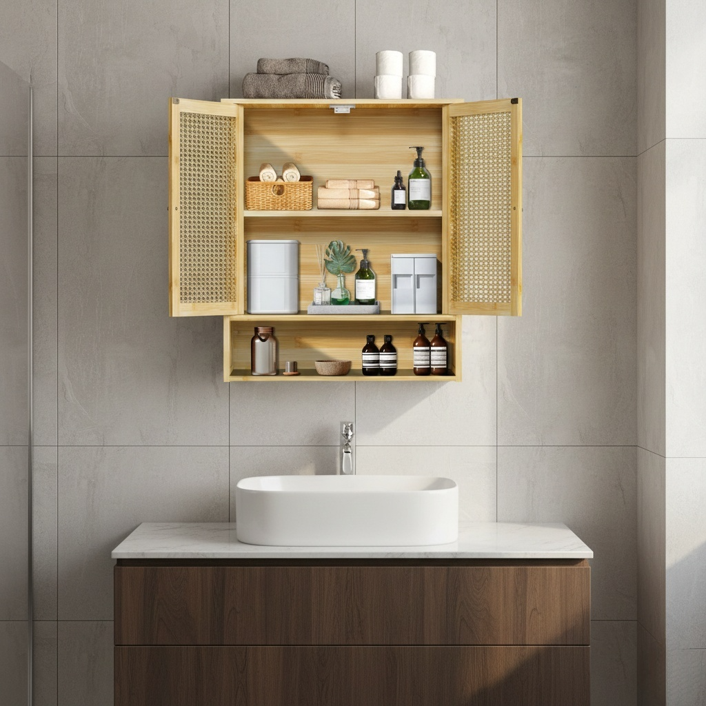 Armoire bambou salle de bain