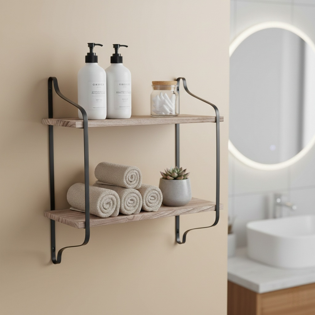 étagère murale pour salle de bain en bois