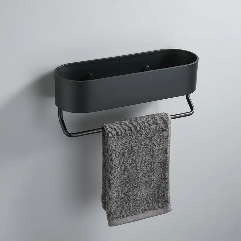 étagère de salle de bain avec porte-serviettes 2