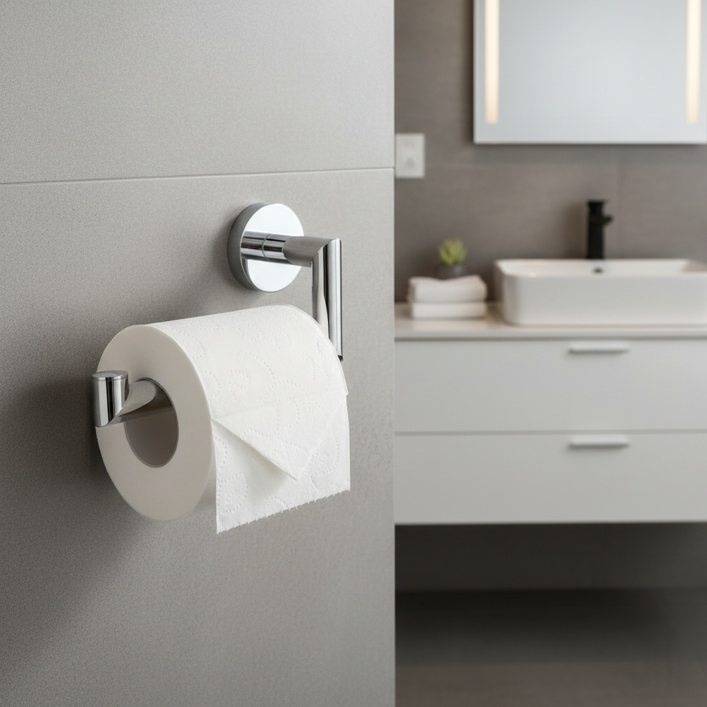 Porte-Papier Toilette Mural en Laiton Chromé