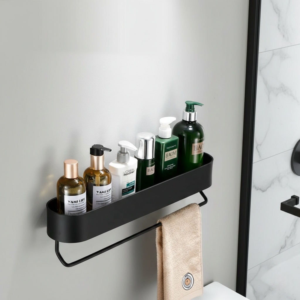 étagère de salle de bain avec porte-serviettes 2