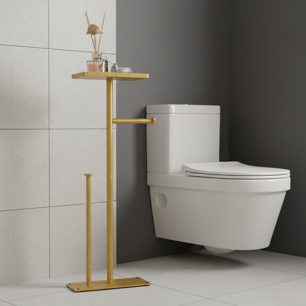 Porte-Papier Toilette sur Pied Doré