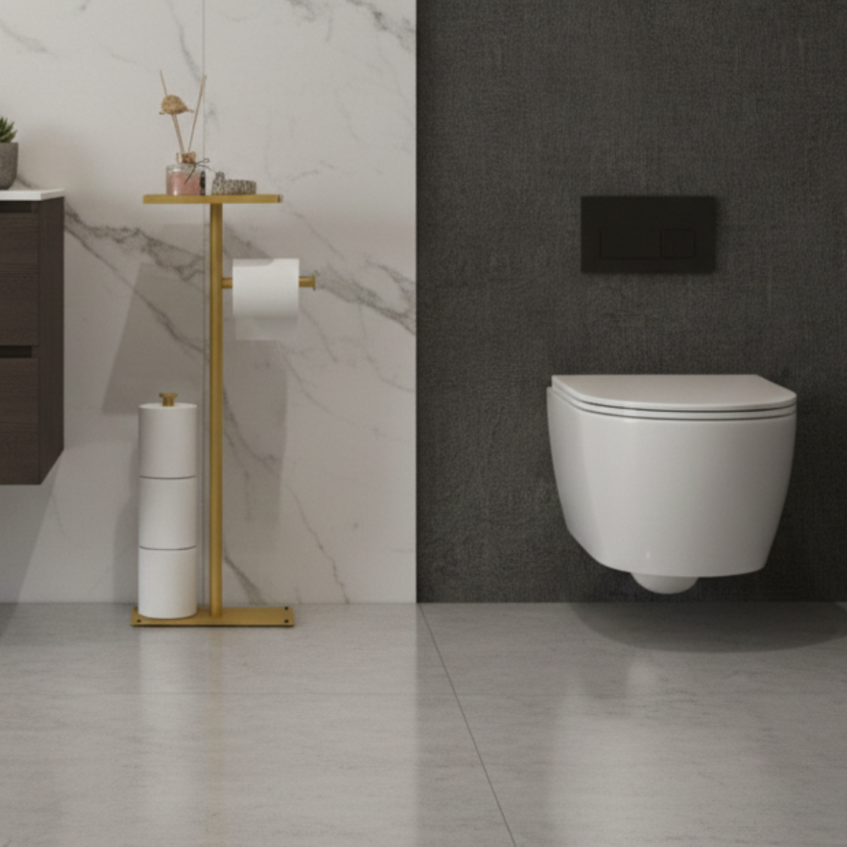 Porte-Papier Toilette sur Pied Doré