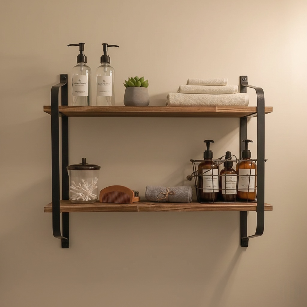 étagère murale pour salle de bain en bois