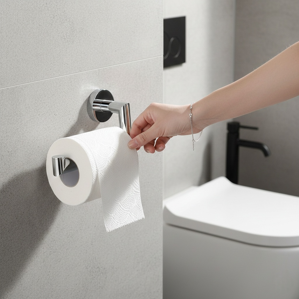 Porte-Papier Toilette Mural en Laiton Chromé