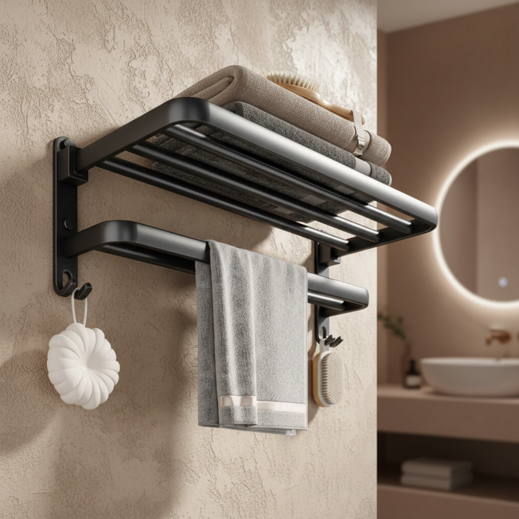 porte serviettes mural salle de bain 1