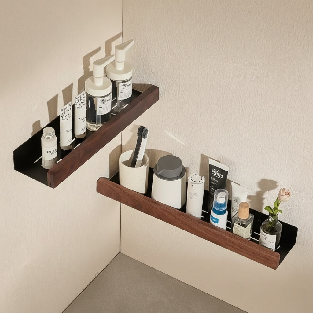 Étagère Murale en Bois et en Aluminium