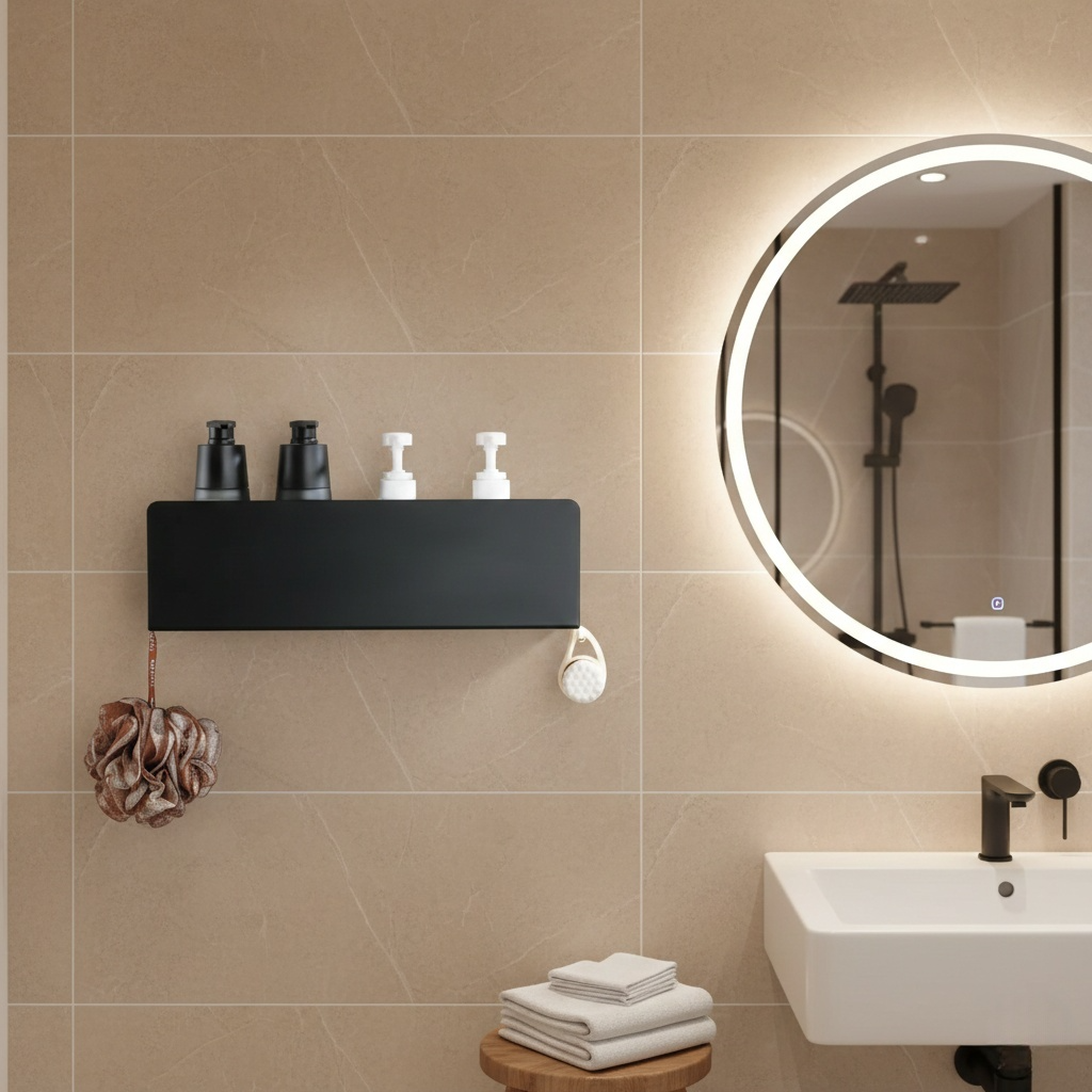 étagère métallique salle de bain