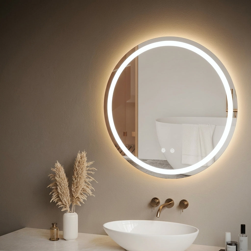 Miroir LED Rond Intelligent Anti‑Buée