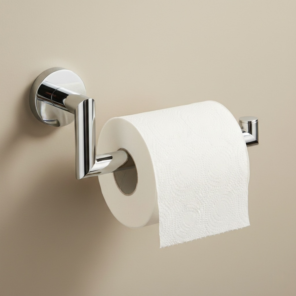 Porte-Papier Toilette Mural en Laiton Chromé