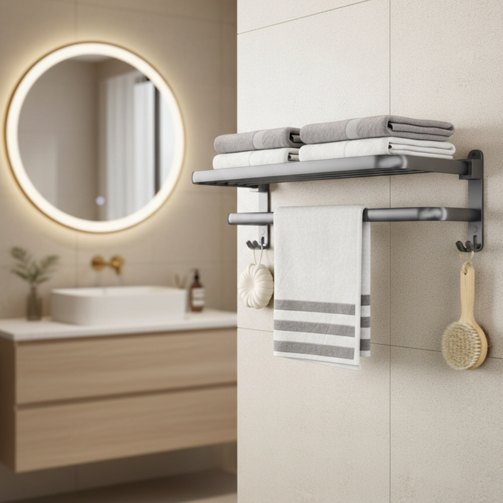 porte serviettes mural salle de bain 1