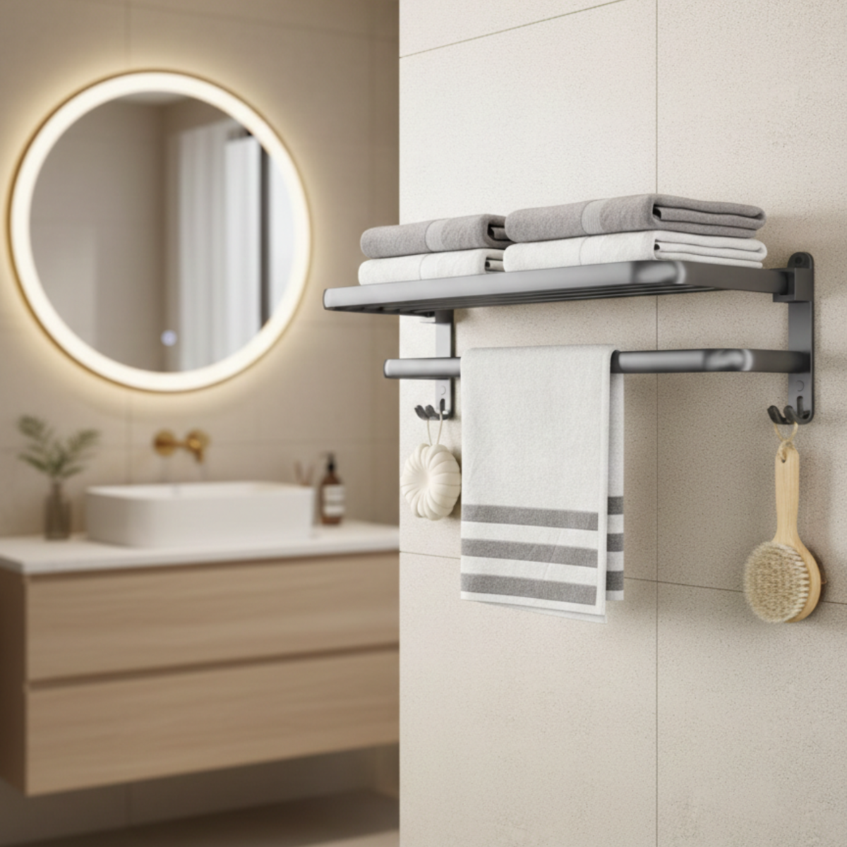 porte serviettes mural salle de bain 1