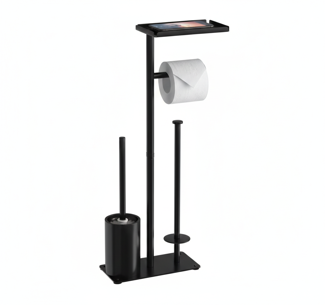 Porte-Papier Toilette sur Pied – Brosse & Support Téléphone