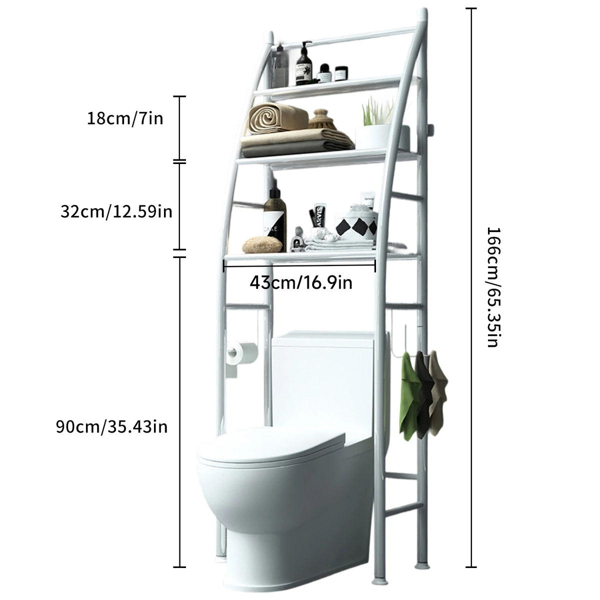 Organisateur Vertical 3 Niveaux au‑dessus des toilettes