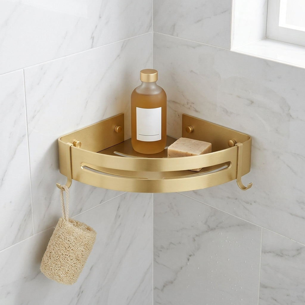 Étagère d'Angle de Douche Dorée