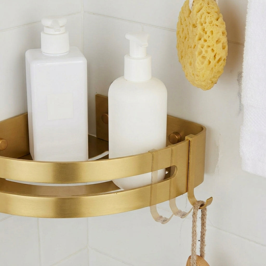 Étagère d'Angle de Douche Dorée
