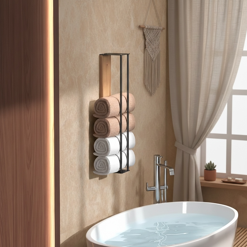 porte serviette de salle de bain en métal