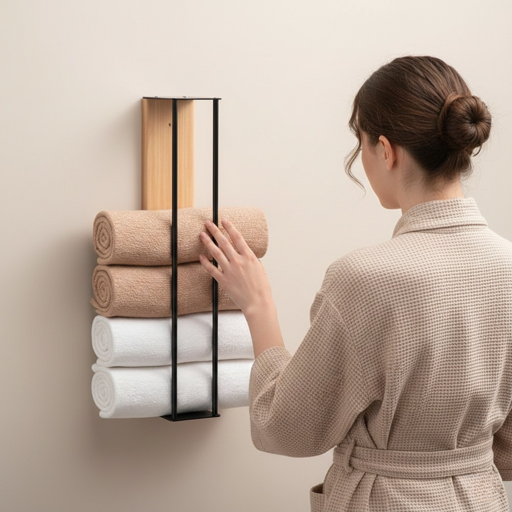 porte serviette de salle de bain en métal