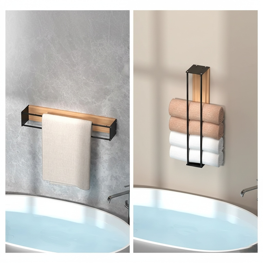 porte serviette de salle de bain en métal
