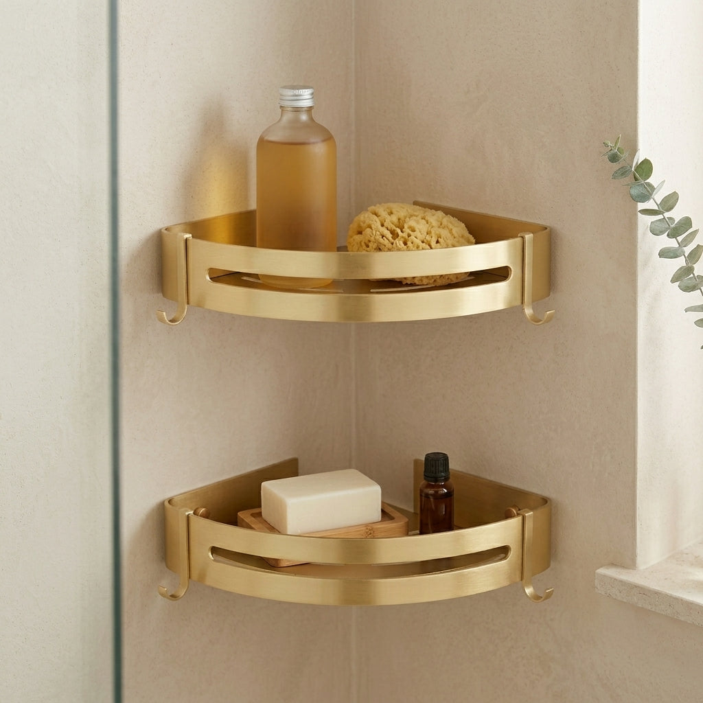 Étagère d'Angle de Douche Dorée
