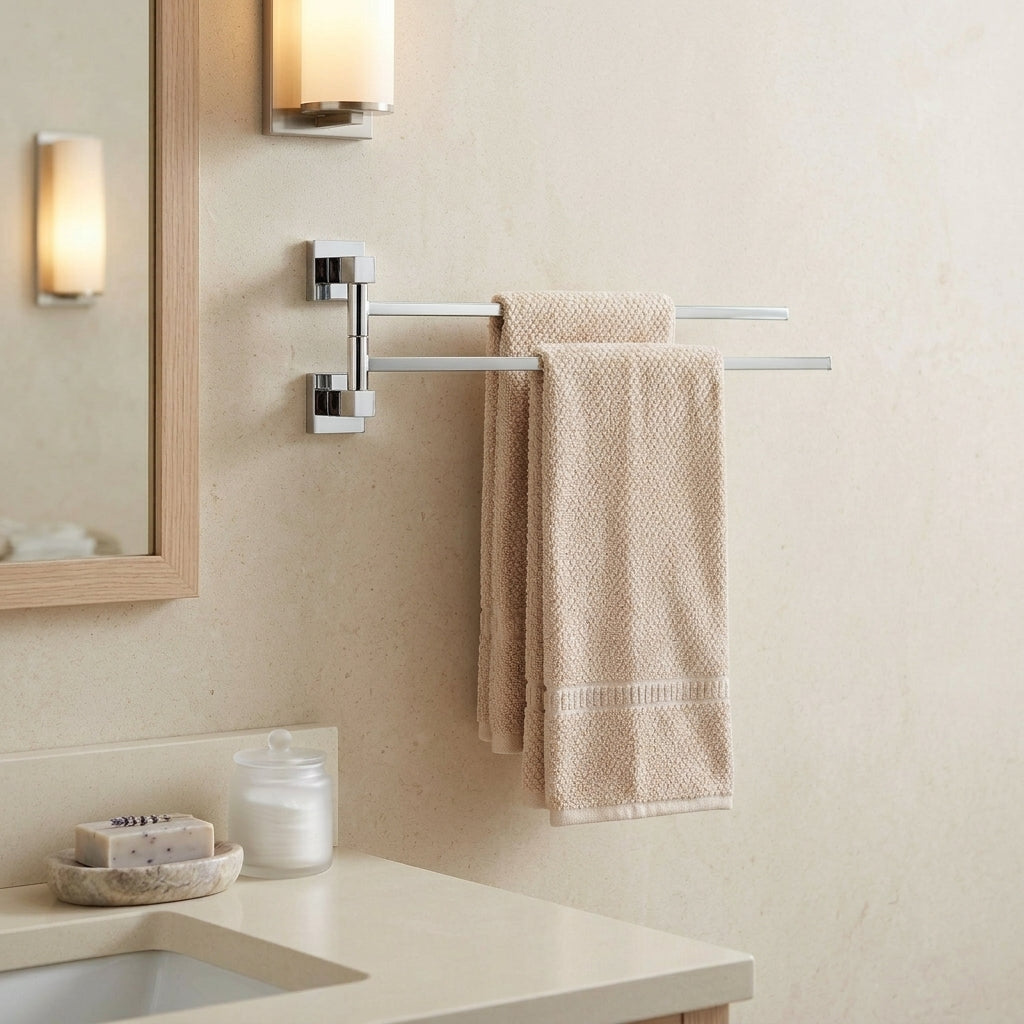 Porte-Serviettes Mural Pivotant en Acier