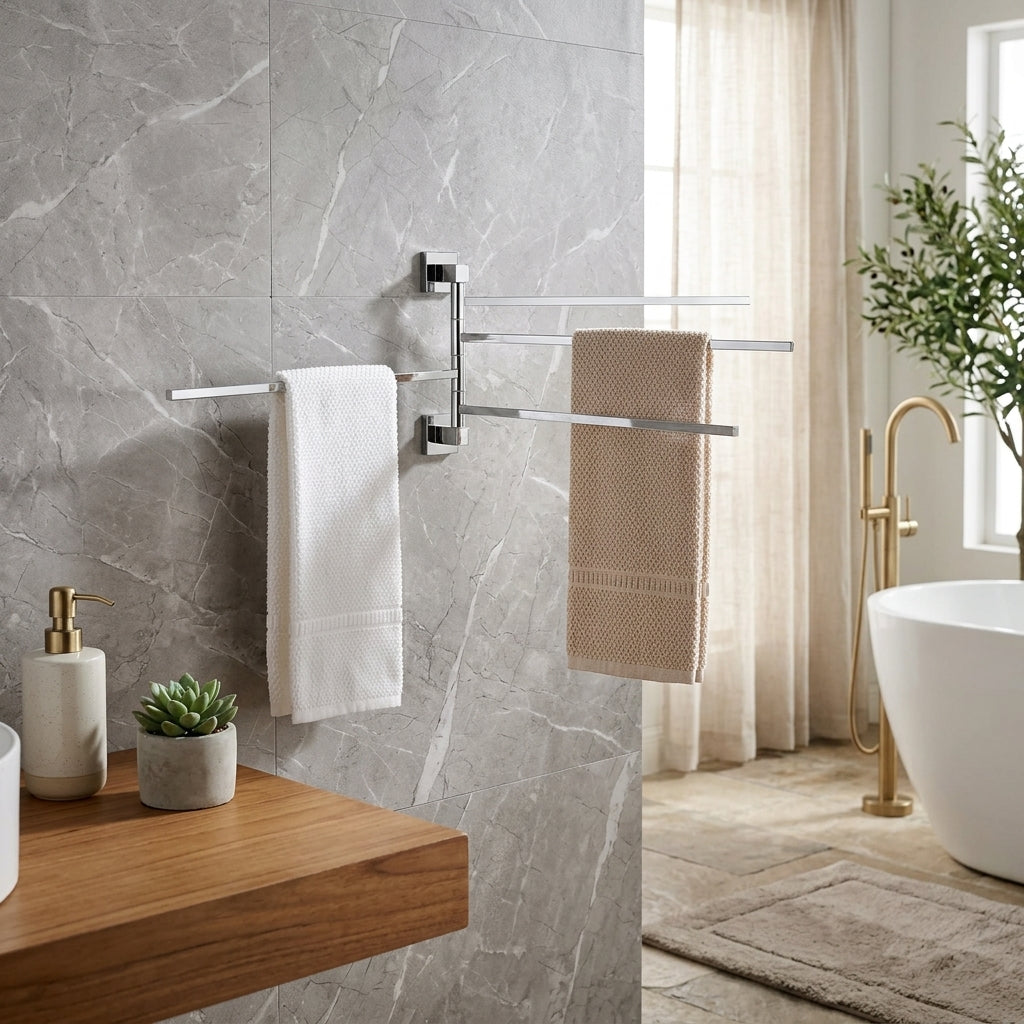 Porte-Serviettes Mural Pivotant en Acier