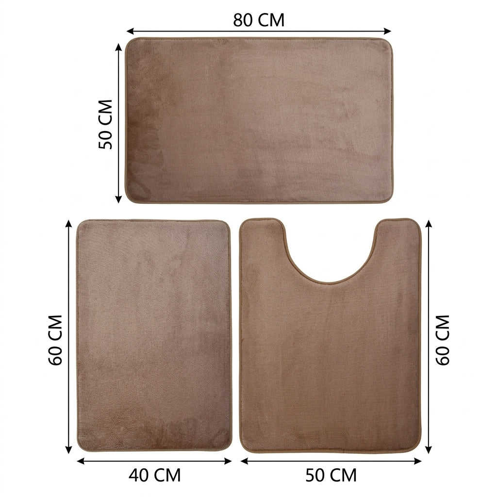 Set de tapis de salle de bain 3 pièces