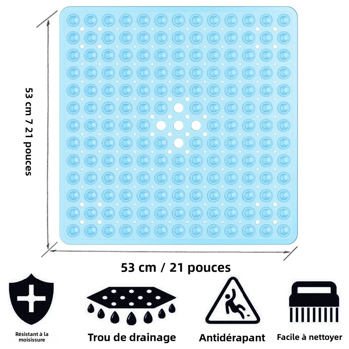 Tapis de douche carré antidérapant