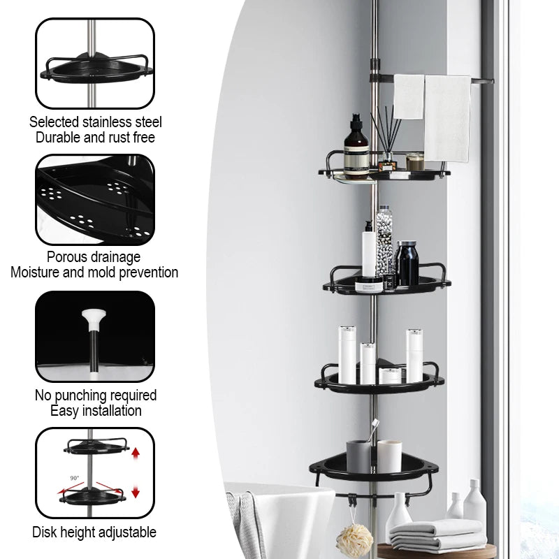 Etagères d'angle sans perçage salle de bain