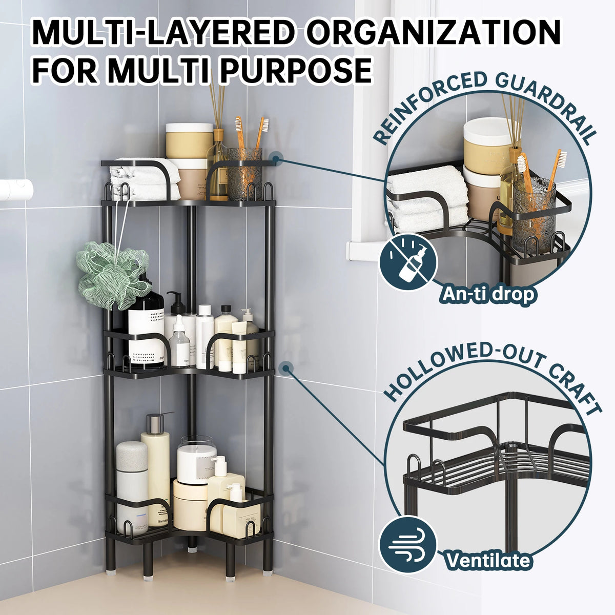 Étagère de Coin Salle de Bain