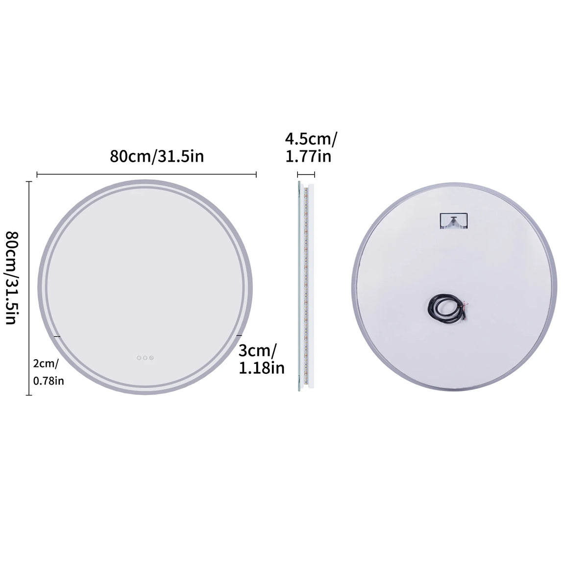 Miroir Lumineux Anti‑buée de Salle de Bain
