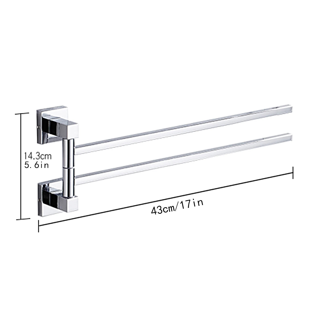 Porte serviette double pivotant en acier chromé