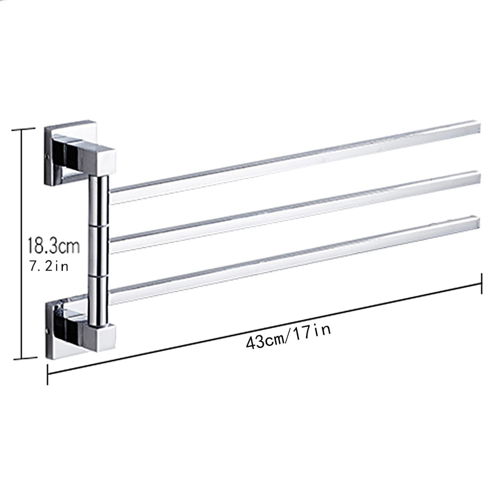 Porte serviette double pivotant en acier chromé