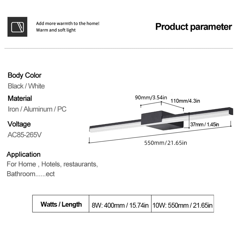 Luminaire LED pour Miroir Salle de Bain - Applique Murale