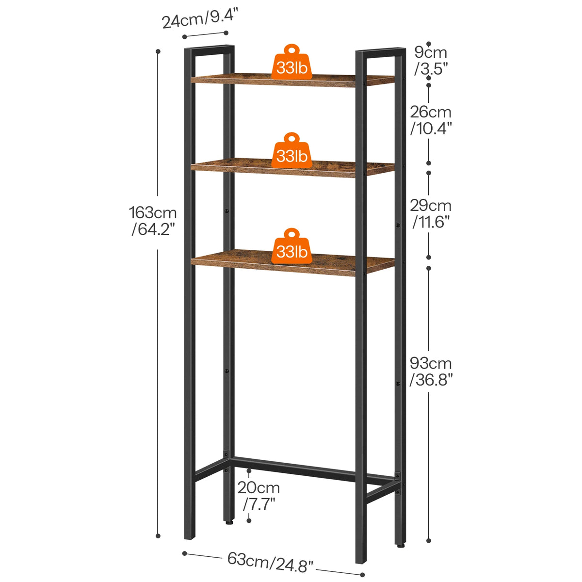 Étagère de salle de bain au-dessus des WC