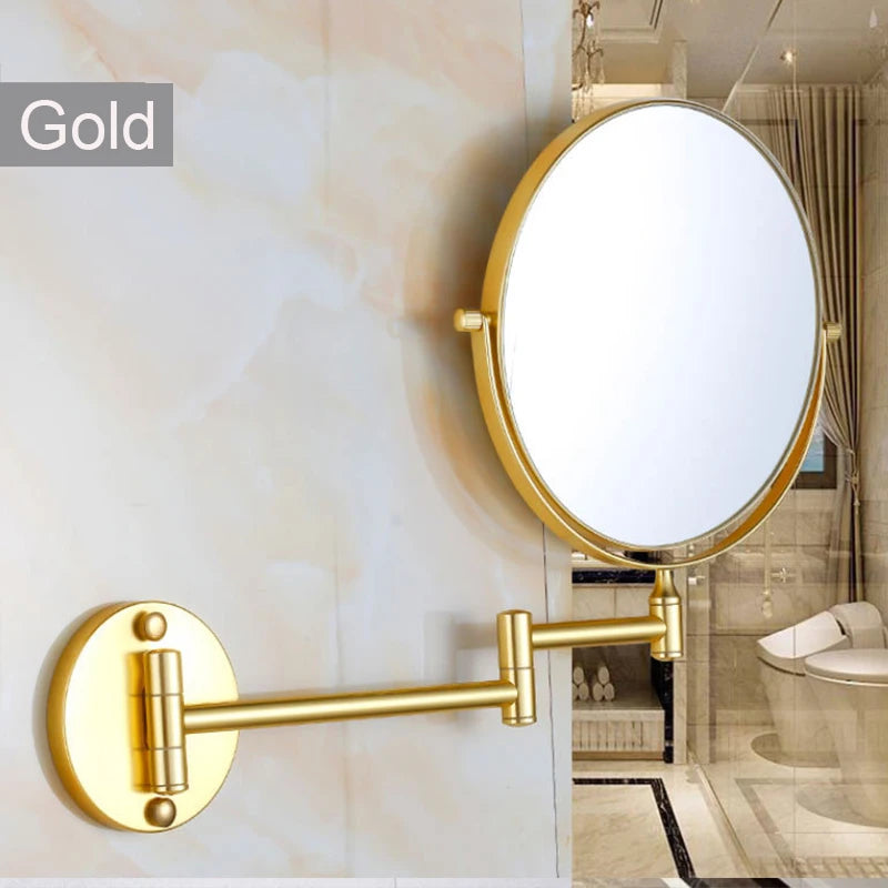 Space-Saving Wall-Mounted Makeup Mirror, 3X/1X Dual-Sided Rotating Mirror with Aluminum Frame, Foldable Design for Bathroom