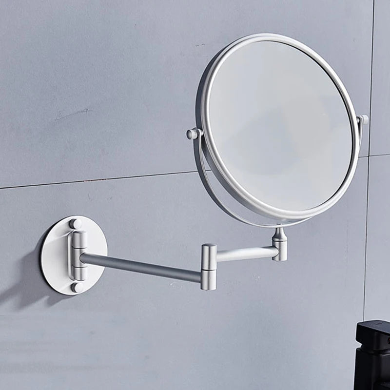 Space-Saving Wall-Mounted Makeup Mirror, 3X/1X Dual-Sided Rotating Mirror with Aluminum Frame, Foldable Design for Bathroom