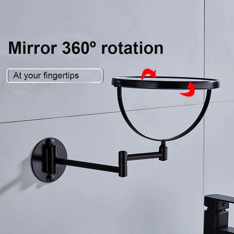 Space-Saving Wall-Mounted Makeup Mirror, 3X/1X Dual-Sided Rotating Mirror with Aluminum Frame, Foldable Design for Bathroom