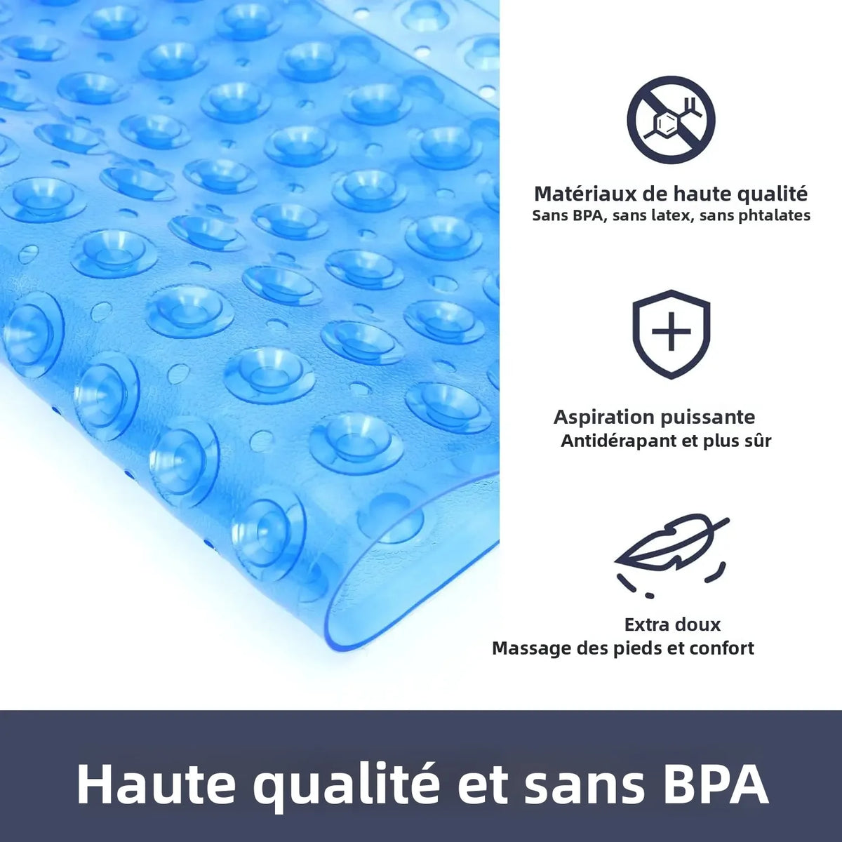Tapis de douche carré antidérapant