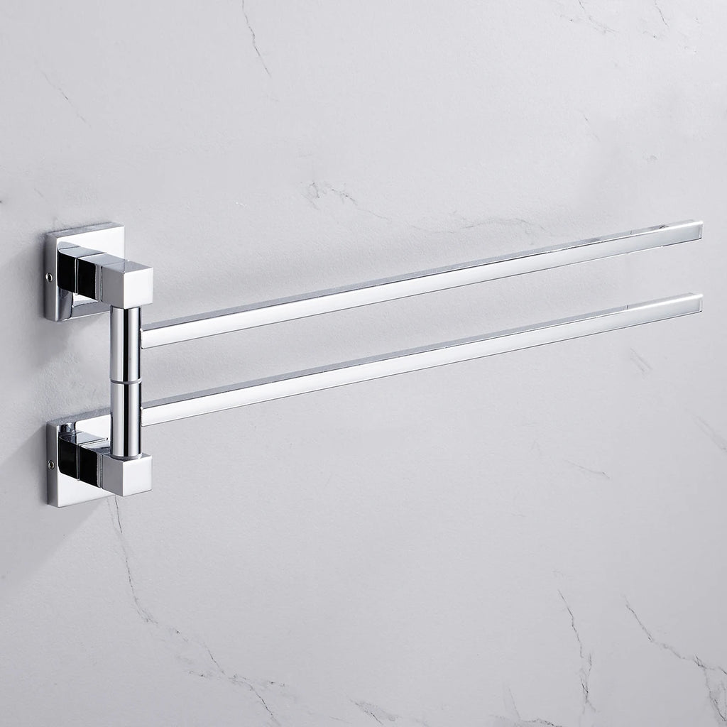 Porte serviette double pivotant en acier chromé